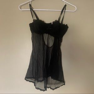 Victoria secret black slip lingerie lightly lined balconette bra mesh and lace